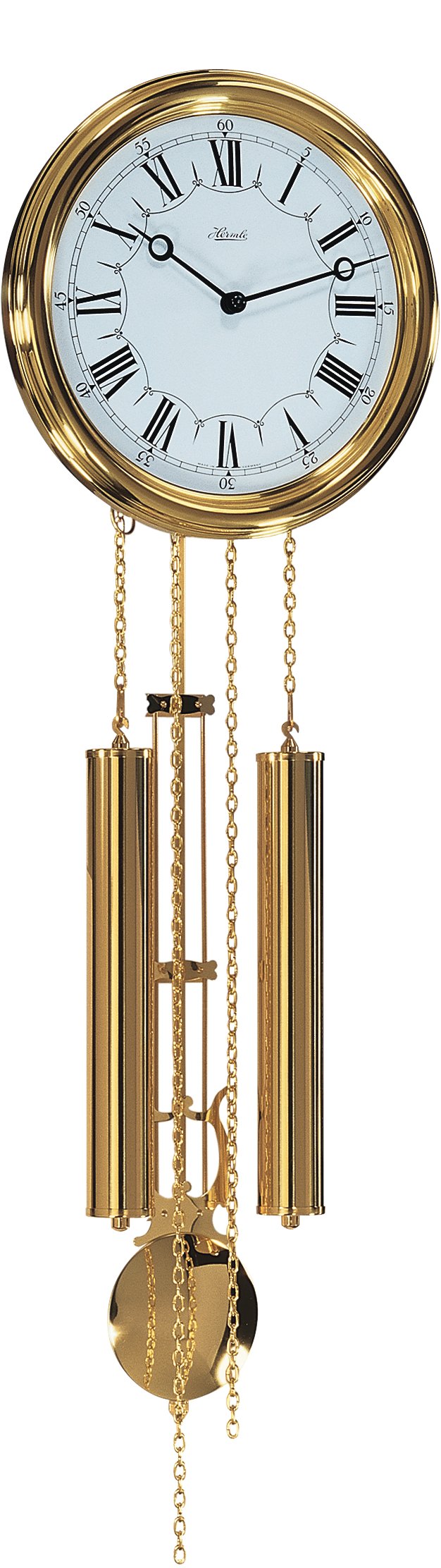 Hermle Uhrenmanufaktur Wanduhr, Messing, Gold, 68cm x 22cm x 9,5cm